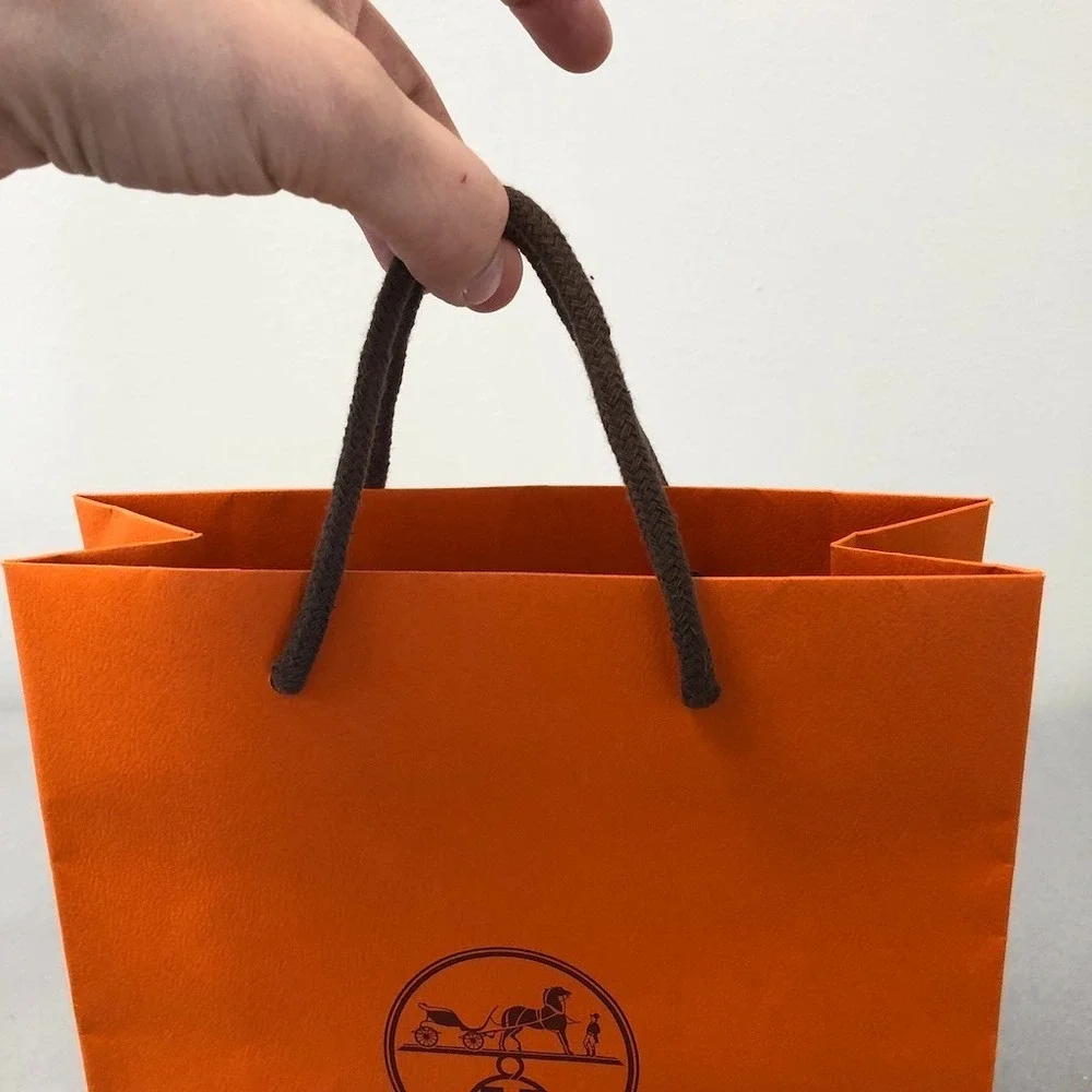 Hermes Authentic Orange Paper Shopping Bag Gift Small Rectangle 11.5x8x3.5